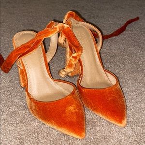 ASOS Design Burnt Orange Velvet Tie-up Heel